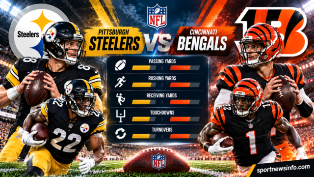 Pittsburgh Steelers vs Cincinnati Bengals match player stats graphic