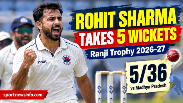 Rohit Sharma takes five wickets for 36 runs in Ranji Trophy 2026–27 against Madhya Pradesh
