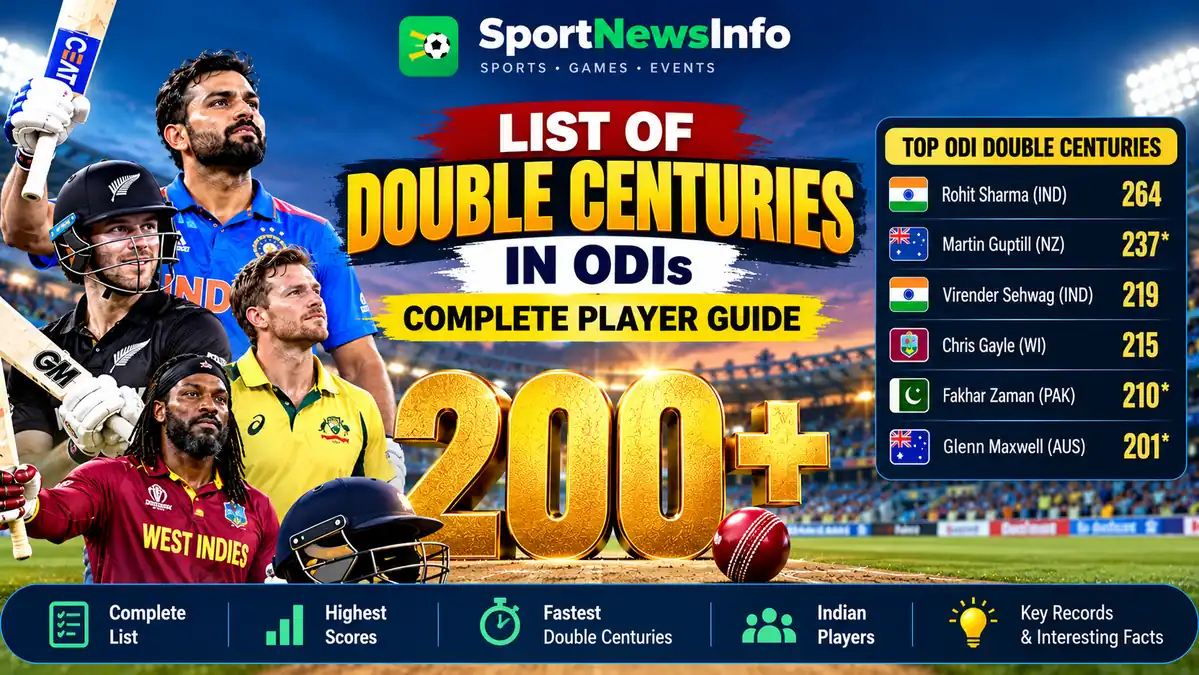 Complete list of double centuries in ODI cricket featuring leading