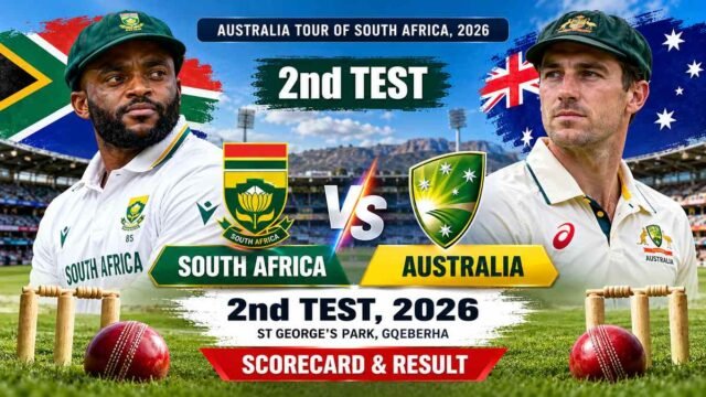 South Africa vs Australia 2nd Test 2026 scorecard and result