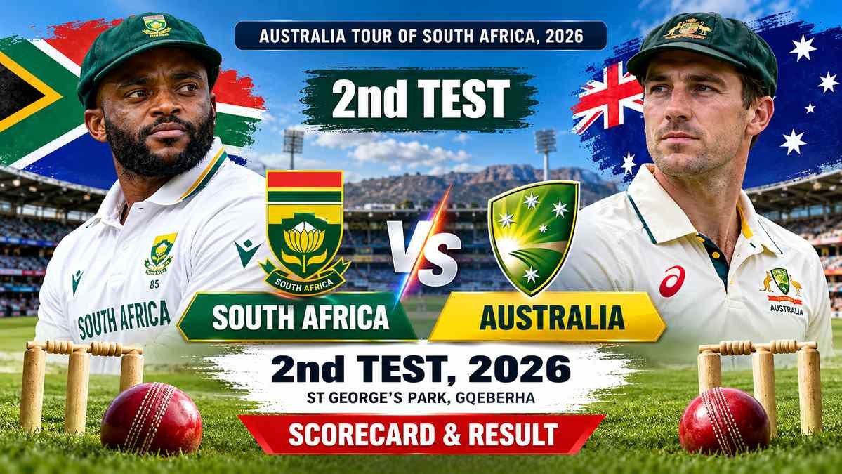 South Africa vs Australia 2nd Test 2026 scorecard and result