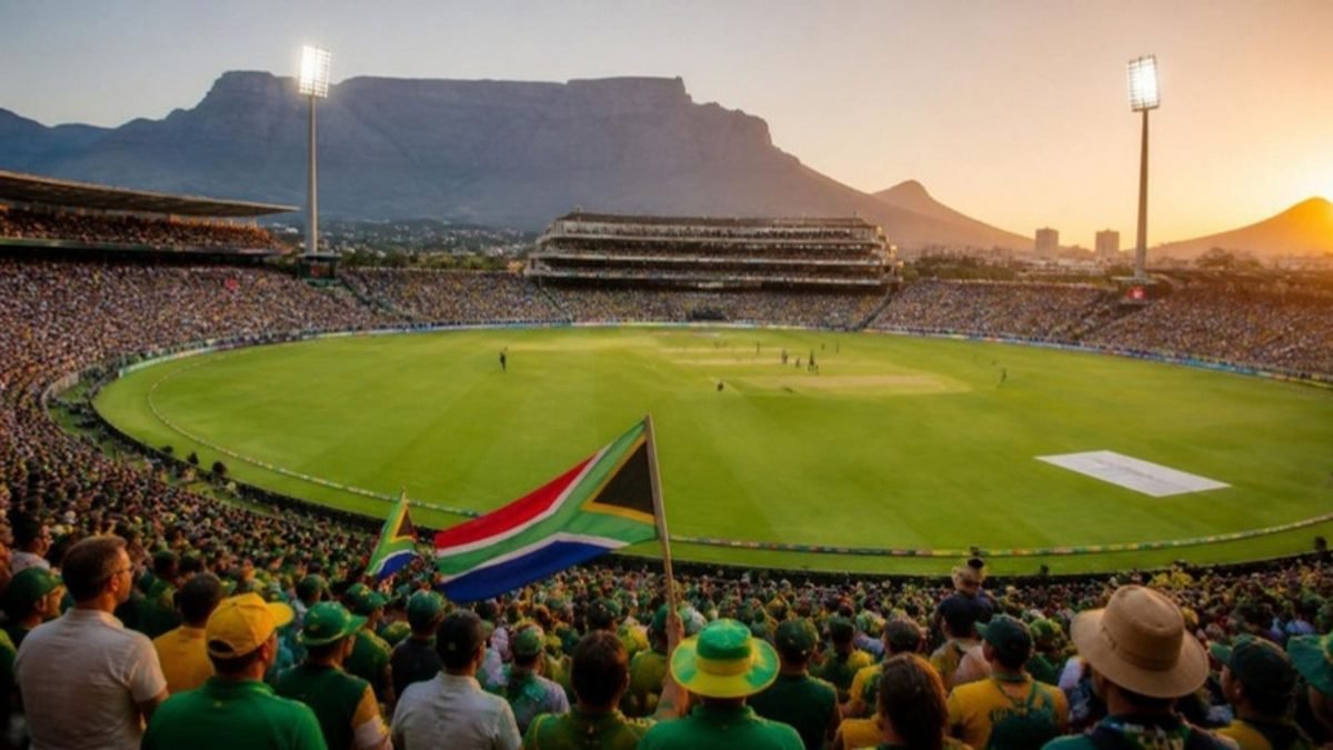 Cricket stadium in South Africa before a World Cup match